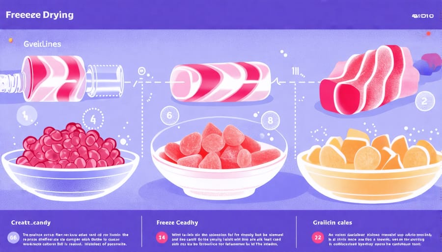 Illustrative depiction of the freeze-drying process in candy production